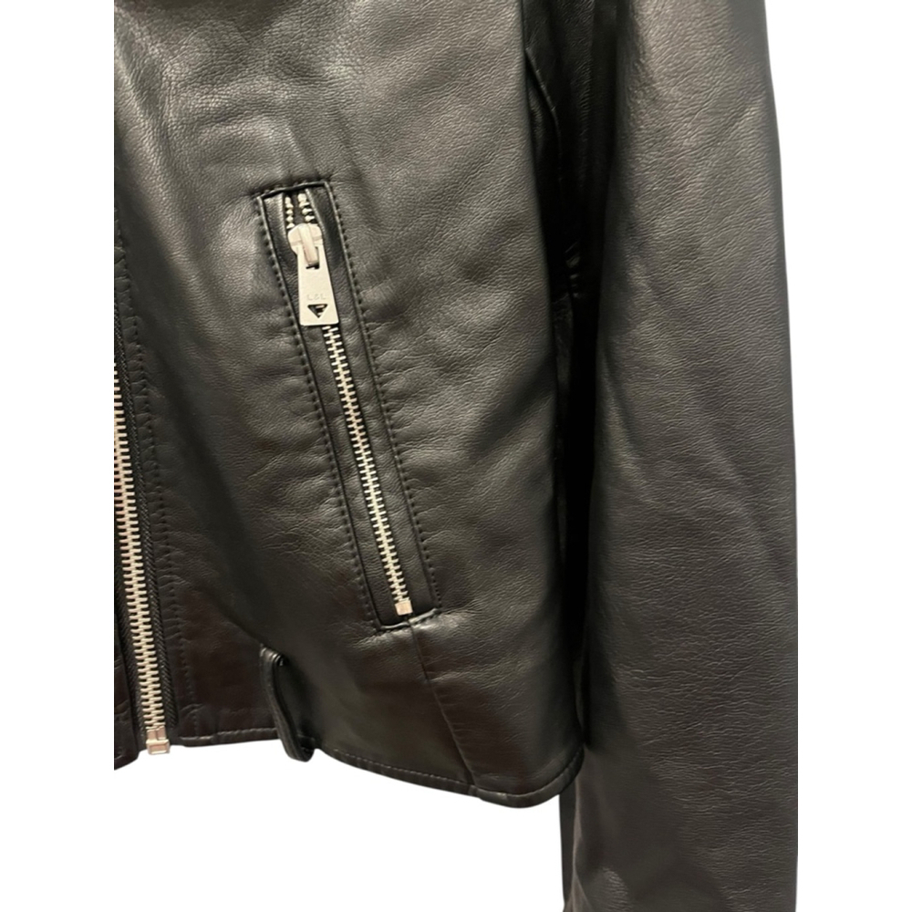 IN X OUT Vegan Leather Embroidered Black Jacket Women's Size Large Full Zip - Picture 4 of 10
